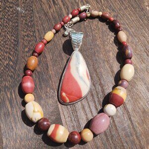 Jay King DTR mine finds mookaite necklace large 3 1/4 inch pendant 925 Sterling